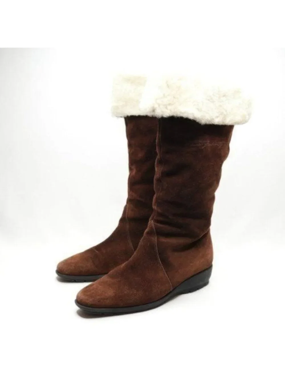 Pertti Palmroth Women's Size 38 Brown Suede Pull On Shearling Lined Winter Boots